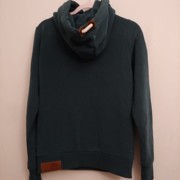 Naketano Brave New World Thick Teal Coastal Cowl Neck Pullover Hoodie Medium - Picture 10 of 14